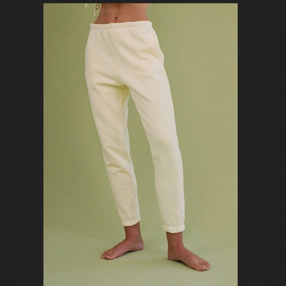 Gil Rodriguez Banana Cream Beachwood Cotton Fleece High Rise Sweatpant Small S - Picture 1 of 8